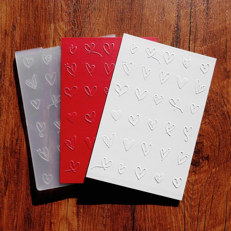 Arbuya Heart Plastic Embossing Folders for Card Making Hearts Background Embossing Folder for Scrapbooking Pages Paper Crafting Clay Decoration - Image 3